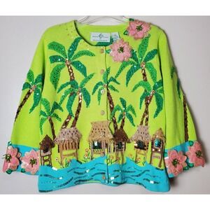 Design Options Philip Jane Gordon Novelty Sweater Tropical Maximalist Hawaiian